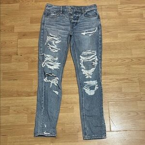 American Eagle Outfitters Ripped Blue Boyfriend Jeans